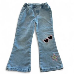 Flared‎ Kids Toddler Jeans with Star & Sunglasses Patches 3T